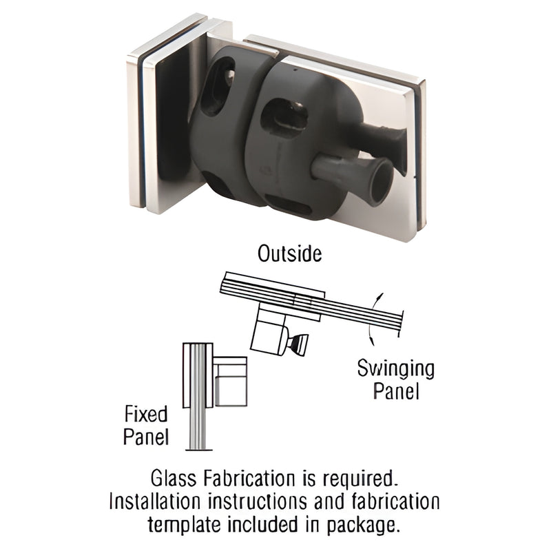 CRL MLSP3PS polished stainless steel glass-to-glass gate latch for 1/2 (12mm) frameless 90 corner, inside mount