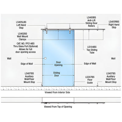 CRL Laguna 316 Polished Stainless Wall-Mount Single Slider Door Kit