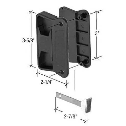 CRL Black Sliding Screen Door Latch with 3\" Screw Holes for Superior Aluminum Doors