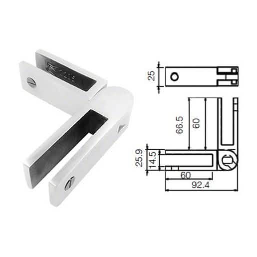 CRL Polished Stainless Adjustable Glass-to-Glass Bracing Clamp - Secure and Sleek Design