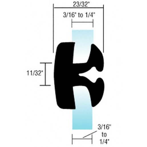CRL Self-Sealing Weatherstrip for 3/16" to 1/4" Panels & Glass - Durable and Universal Fit
