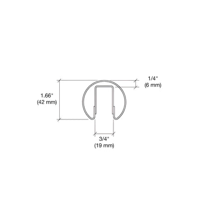 Brushed stainless steel premium cap rail (GR16BS), 1.66 in. diameter U-shaped profile with internal channel for glass railing