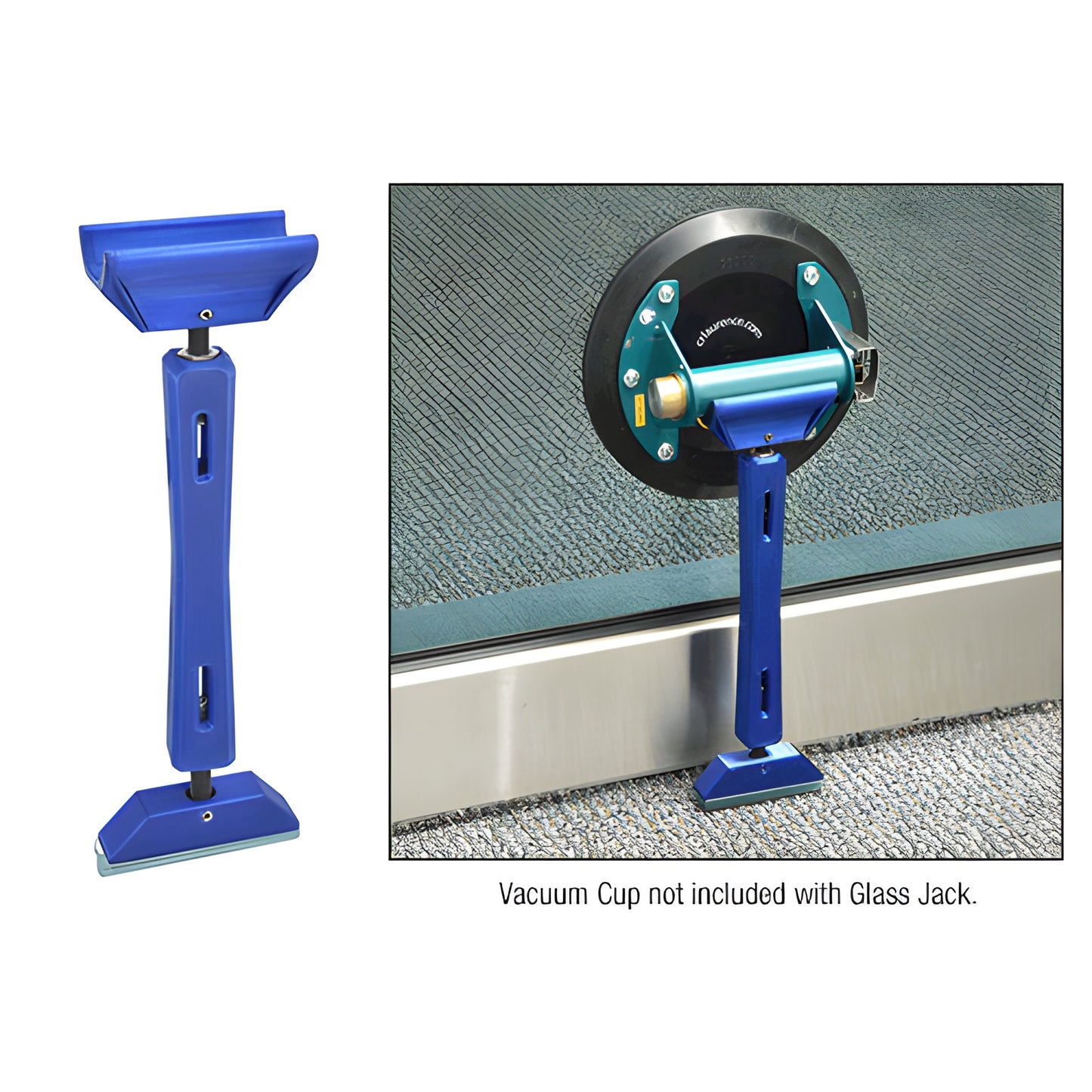 Blue CRL Glass Jack adjustable support for glass panels, used with vacuum cups (vacuum cup not included). SKU GJ1