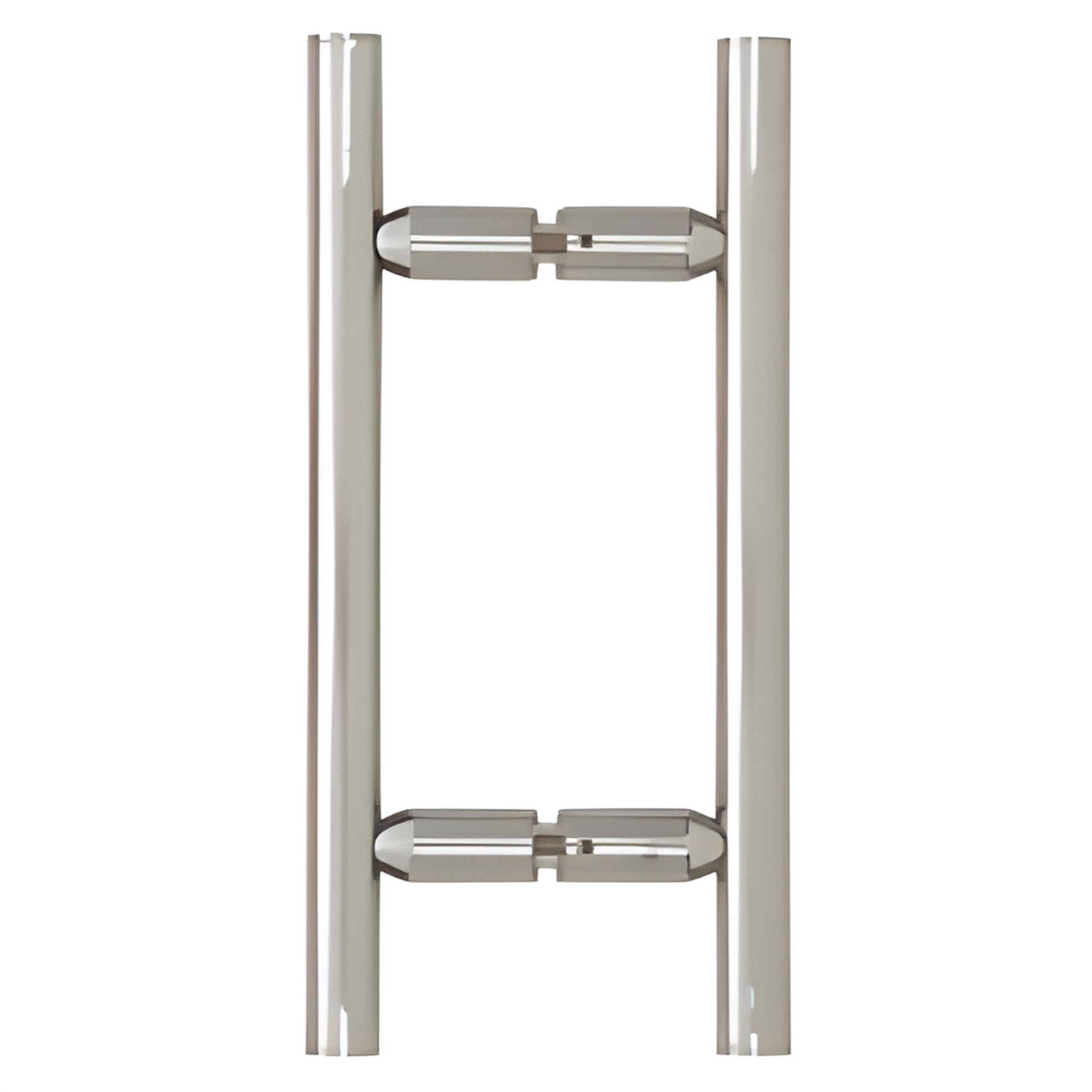 LP6X6CH polished chrome ladder-style shower door pull, 6" center, 3/4" brass tubing, back-to-back glass mount