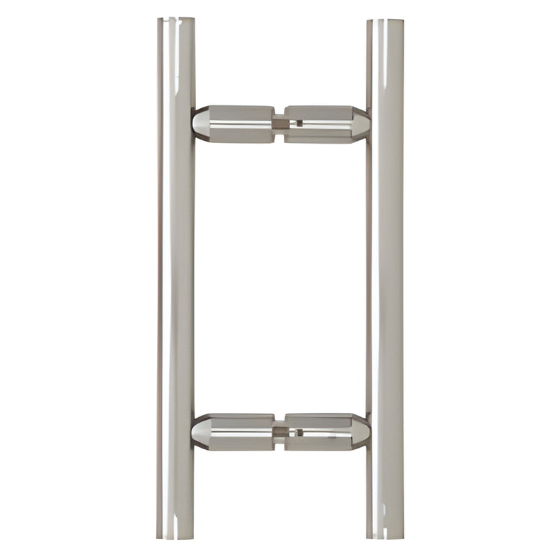 LP6X6CH polished chrome ladder-style shower door pull, 6" center, 3/4" brass tubing, back-to-back glass mount