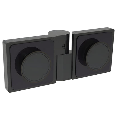 Matte black Lugano concealed glass-to-glass hinge for frameless shower doors, SKU LUG180LMBL.