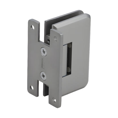 PLY037BN brushed-nickel heavy-duty frameless shower door hinge, wall-mount for 3/8-1/2 in glass, self-centering