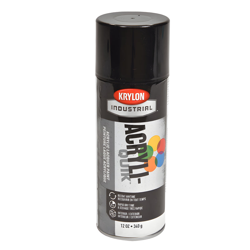 Krylon Industrial Acryl-Quik spray paint can, 12 oz gloss black - SKU KP1601