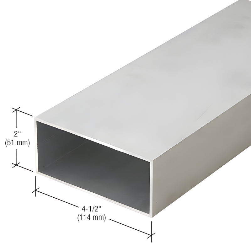 Clear anodized 2 in x 4-1/2 in rectangular aluminum extrusion profile, SKU 145011