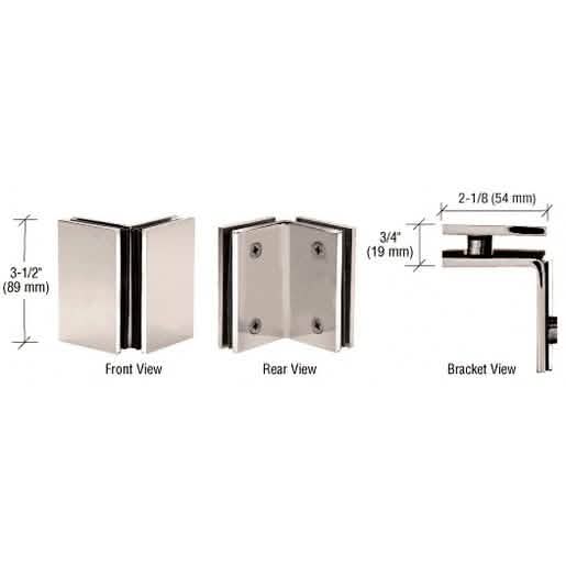 "CRL Polished Nickel Geneva Series Glass-to-Glass Bracket for seamless glass installations