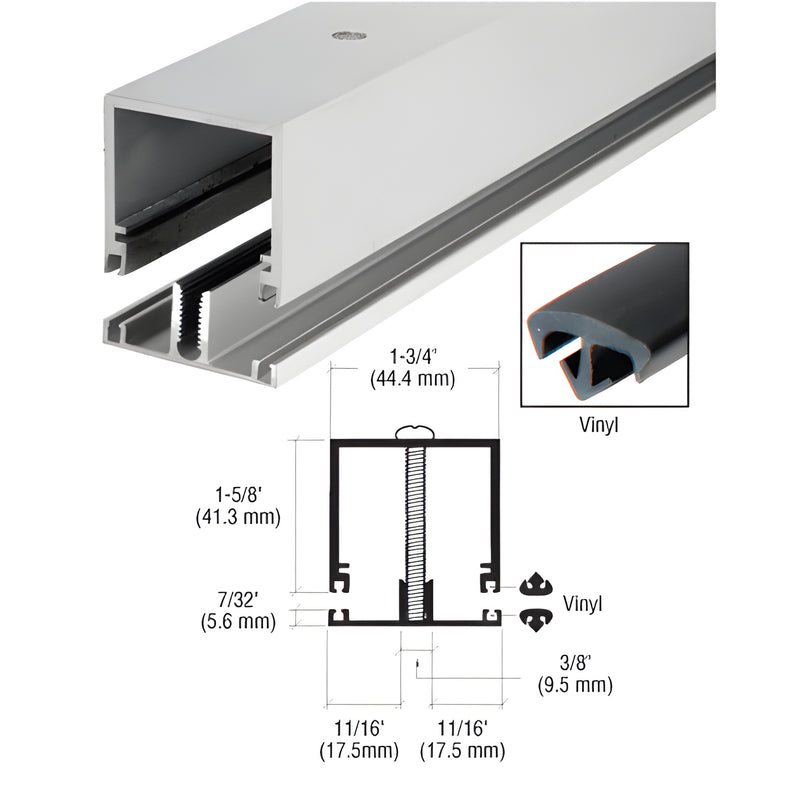 DB175A deep division bar - satin anodized extruded aluminum with vinyl gasket, heavy-duty 1-3/4" wide, includes screws.