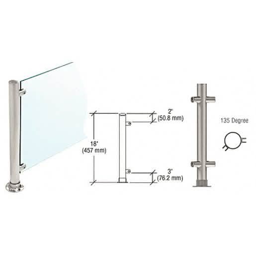 CRL Brushed Stainless 18" High 135° Post for Modern Counter/Partition Systems