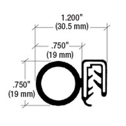 CRL Black Horizontal Bulb Trim Seal® for secure, weatherproof automotive door sealing.