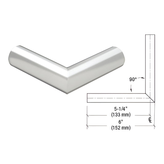 PR12HPS polished stainless steel 90 handrail corner, 6 in return, ready-to-install