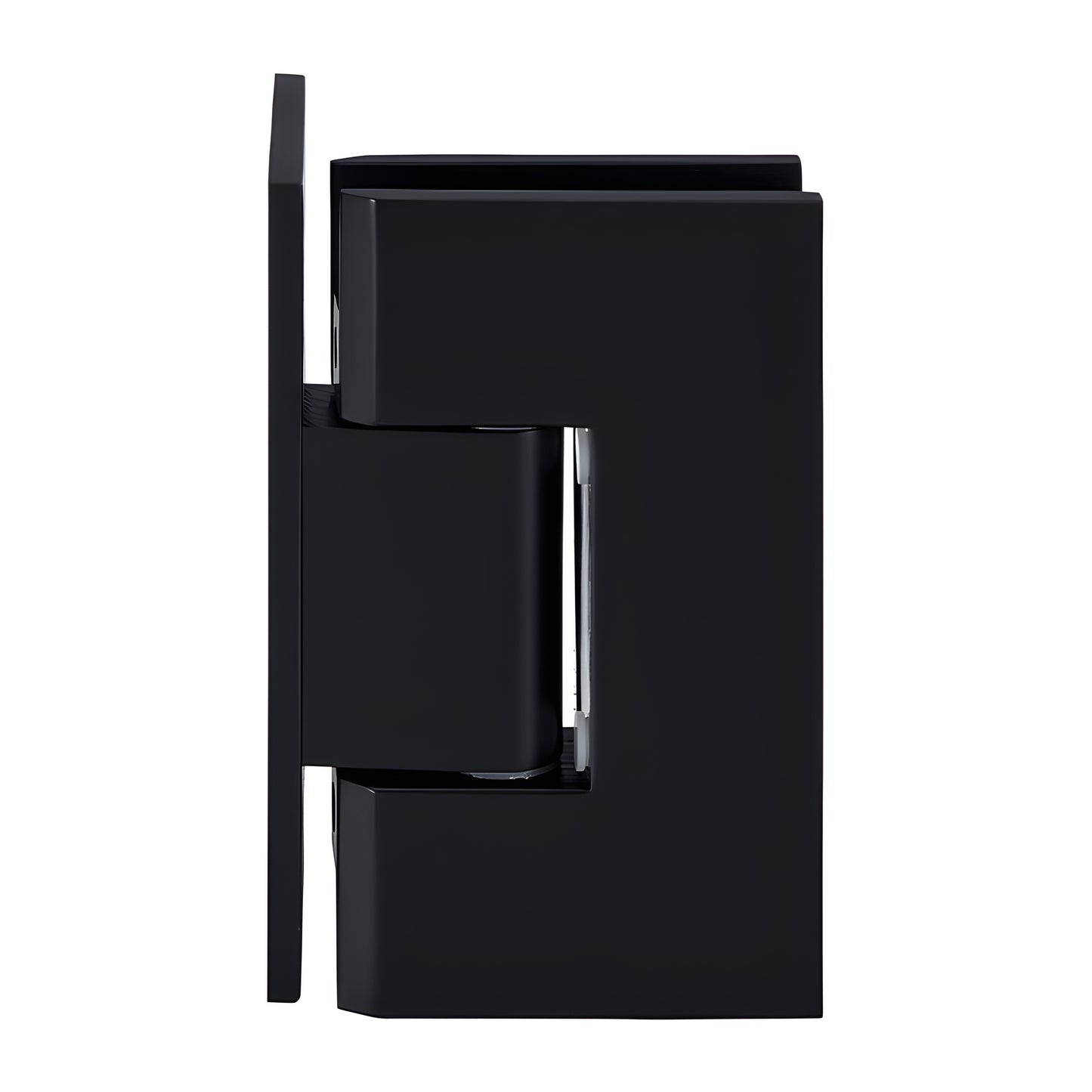 Matte black brass Vienna shower hinge V1E544MBL, squared offset wall-mount for 3/8-1/2 in glass, 5 pre-set