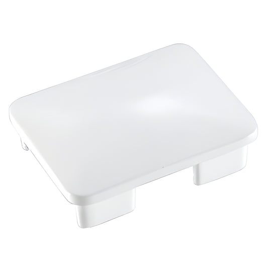 Sky White rectangular aluminum post top cap (SKU PC1EWW), slip-in design for railing posts.