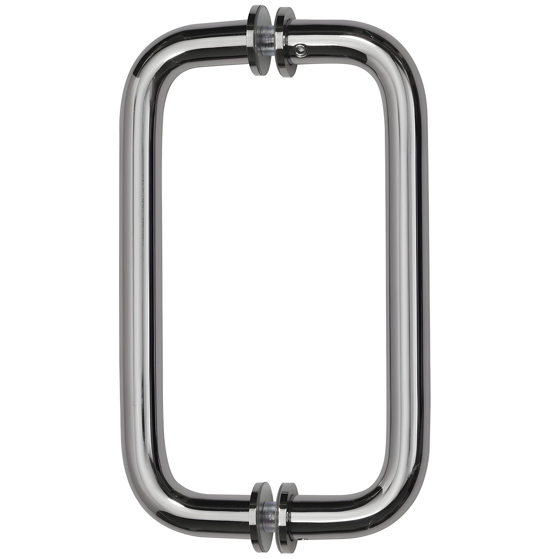 SPH8CH polished chrome solid brass rectangular shower door pull, 3/4" rod, back-to-back with washers, fits 6-12mm glass
