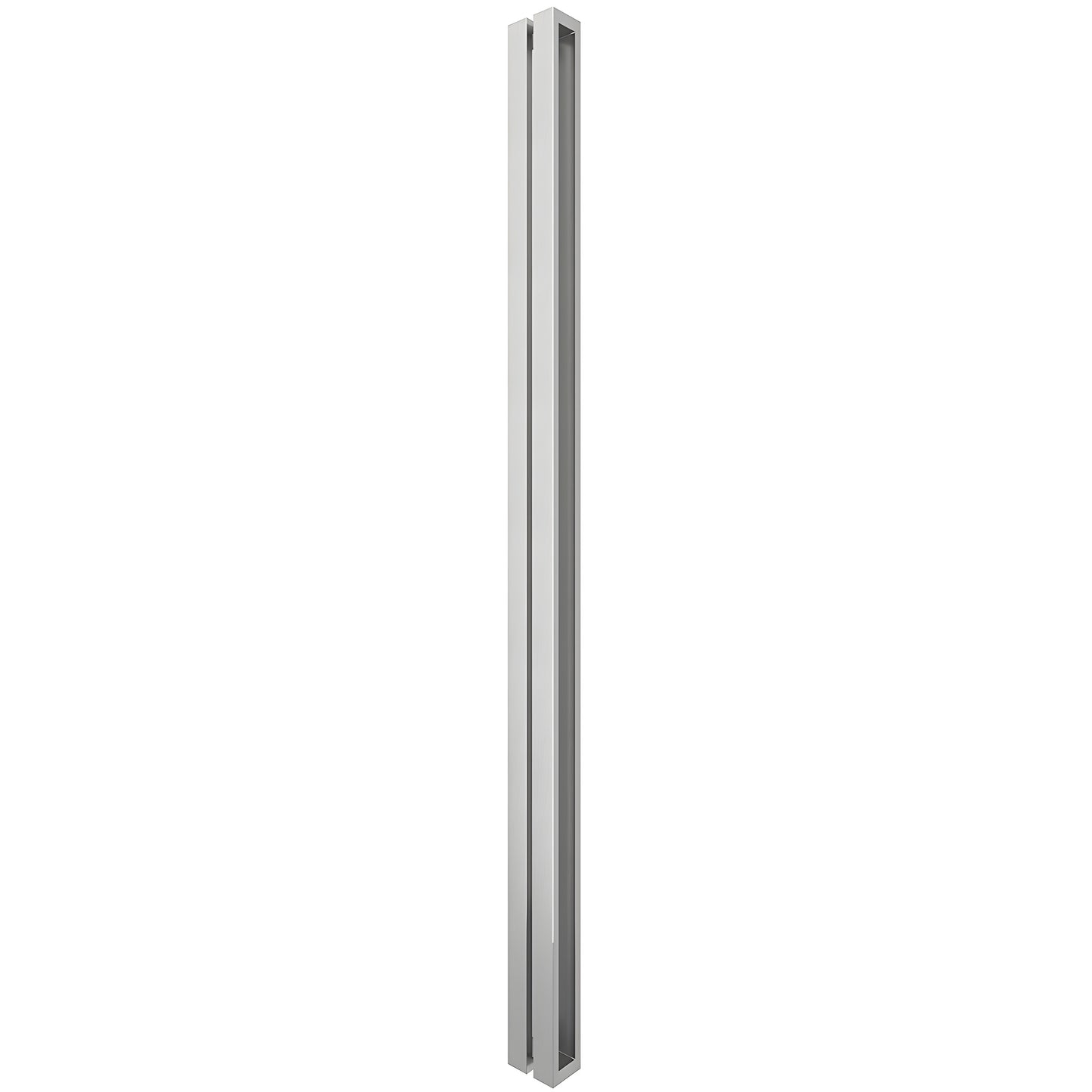 HPH600BS O-style brushed stainless steel square tubular shower handle, back-to-back pair for 3/8" (9.5mm) glass.