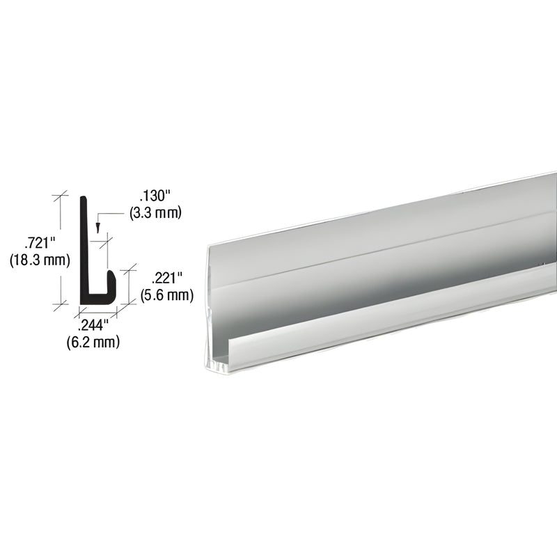 CRL D18BA 1/8 in bright anodized aluminum J-channel for mirrors, 18mm high, 6mm wide, 12ft length