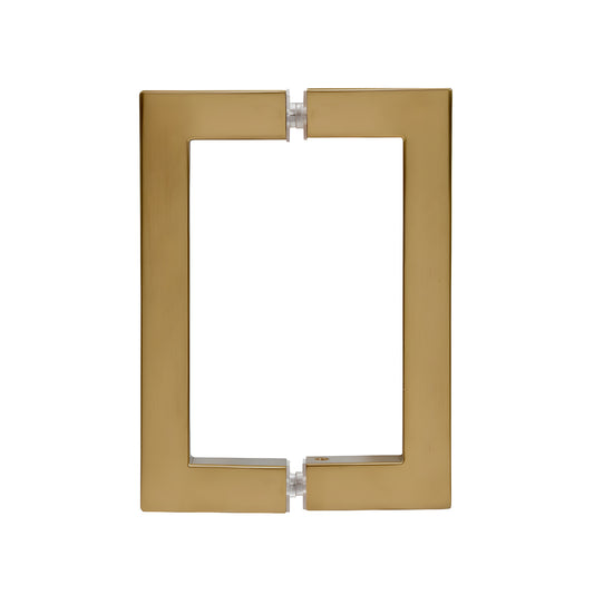 Brushed bronze square corner 3/4 tubular brass glass door pull, 6 C to C (SKU SQ6X6BBRZ)