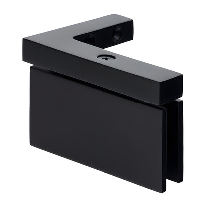 Matte black squared Cardiff pivot shower door hinge, left-hand wall-mount for 8-10mm glass (CAR05LMBL)