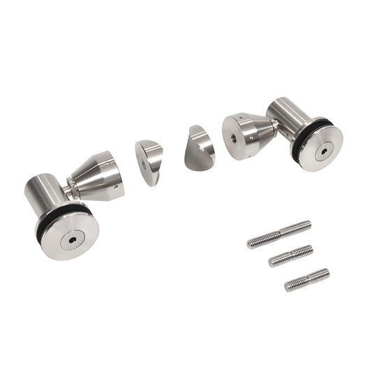 RB50SBS stainless double-arm glass fitting kit with studs and caps for 1/2" (12 mm) laminated tempered glass