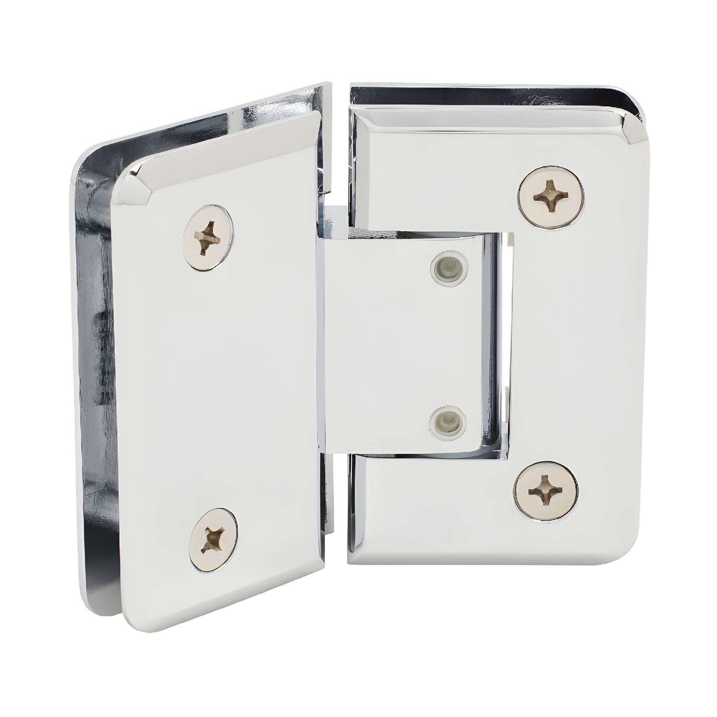 P1N345CH polished chrome Pinnacle adjustable glass-to-glass shower hinge, 135 beveled brass hinge for 8-12mm glass