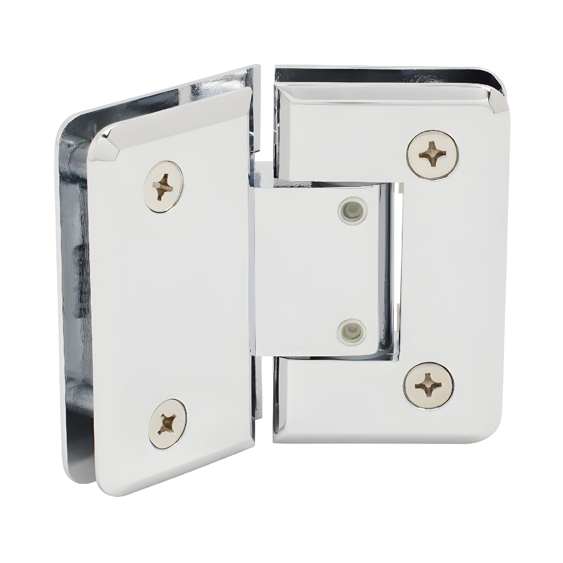 P1N345CH polished chrome Pinnacle adjustable glass-to-glass shower hinge, 135 beveled brass hinge for 8-12mm glass