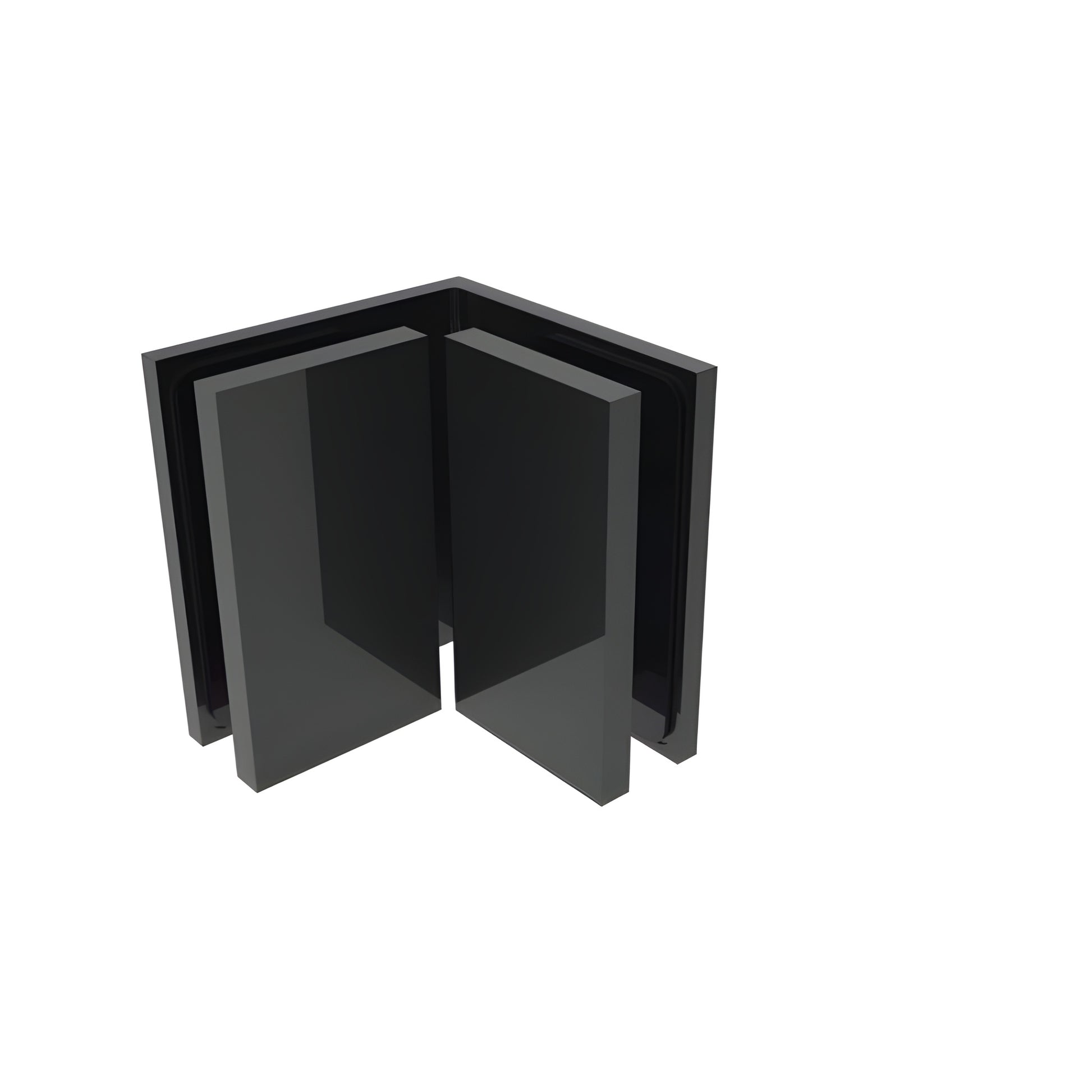 BEL090MBL matte black Bellagio 90deg glass-to-glass brass shower bracket, square corner with snap-on cover