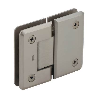 CRL Pinnacle glass-to-glass shower hinge, brushed bronze finish, beveled edges, solid brass - SKU P1N180BBRZ
