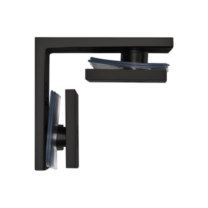 Matte black squared 90 solid brass glass-to-glass clamp for 10-12mm frameless shower glass (SKU SGC90MBL)