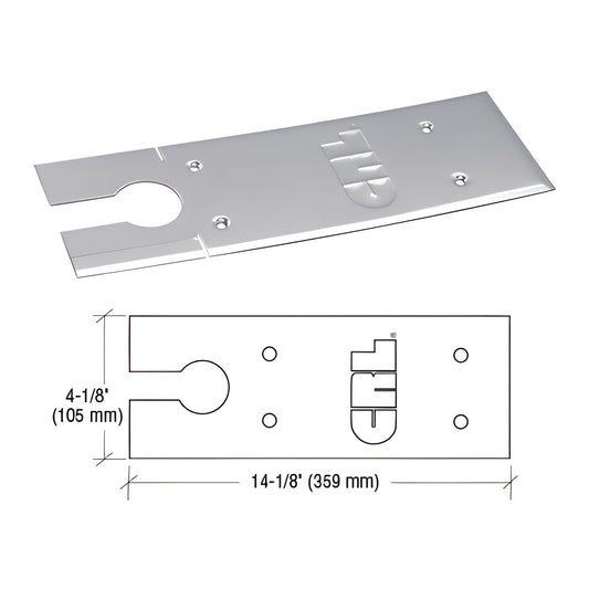 CRL85CPPS polished stainless steel floor closer cover plate, 14-1/8 in 4-1/8 in, slot and screw holes