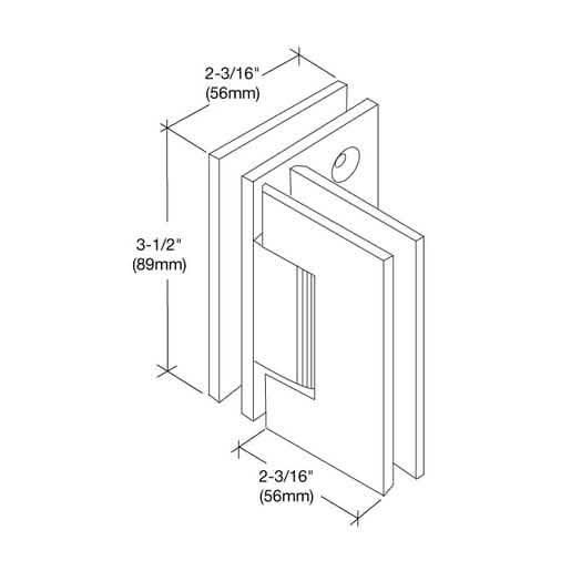 Satin Brass Geneva 092 Glass-to-Glass Hinge: Elegant 90° support for shower doors.
