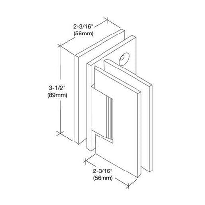 Satin Brass Geneva 092 Glass-to-Glass Hinge: Elegant 90° support for shower doors.