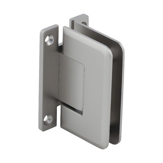 Pinnacle satin-nickel shower door hinge SKU P1N037SN - solid brass, wall-mount "H" back plate for 8-12mm tempered glass.