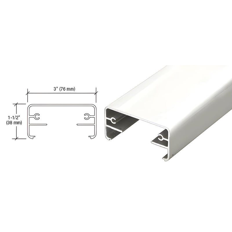 Silver metallic aluminum top rail (3" x 11 2"), extruded ARS railing profile accepts 6-12mm glass or 3/4" pickets. SKU 2XTR241S