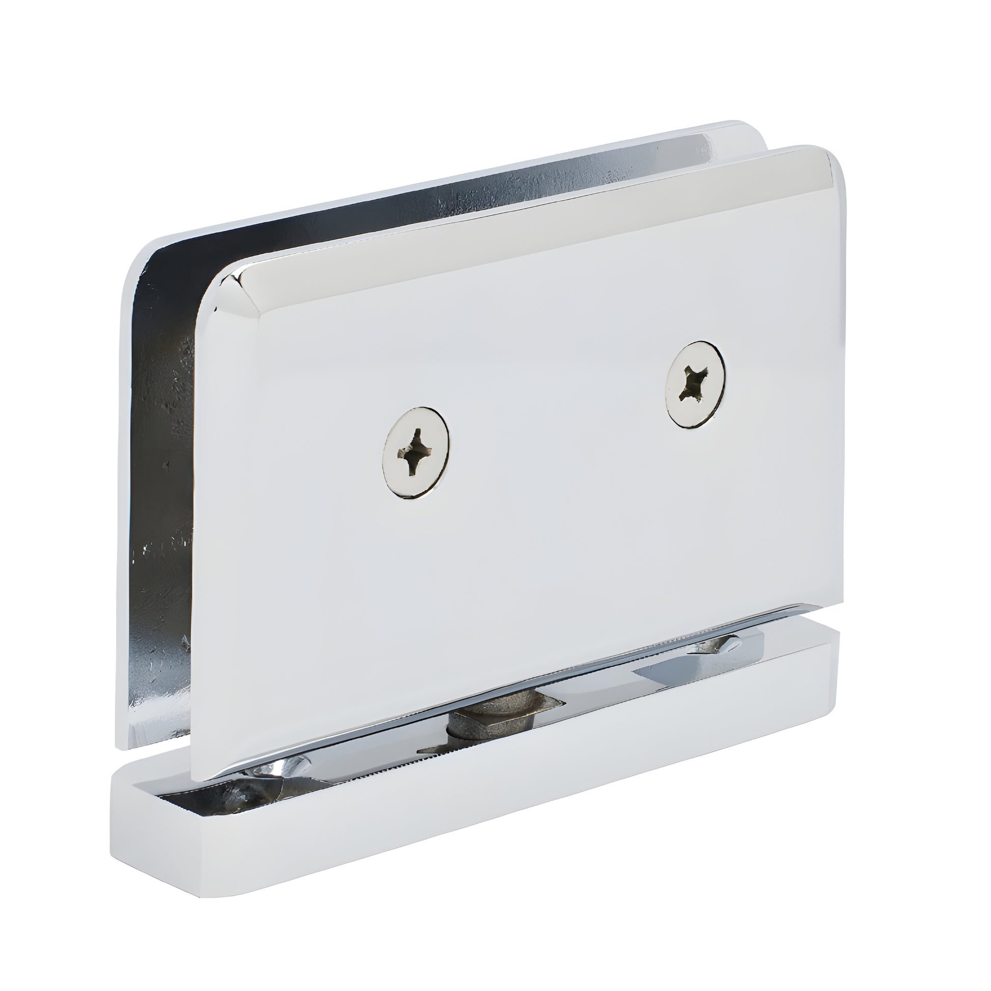 Polished chrome solid-brass Senior Prima shower pivot hinge for 1/2 in. (12 mm) glass, SKU SRPPH01CH.