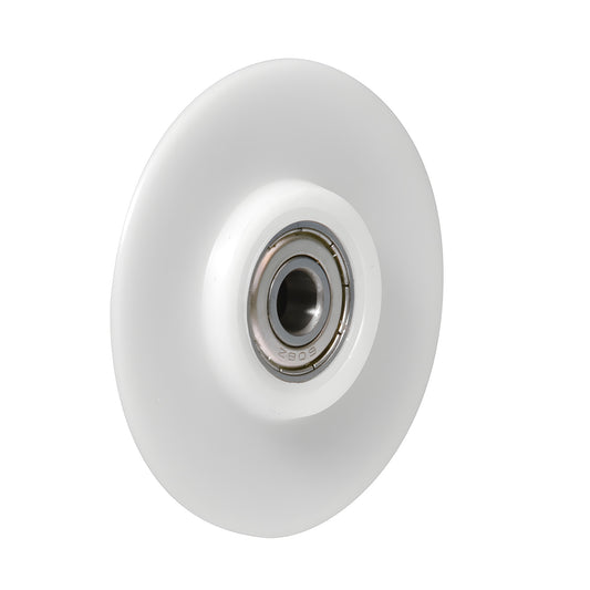 CRL nylon replacement roller wheel (SKU WREPS5N), white 2.5" round profile with metal ball bearing hub