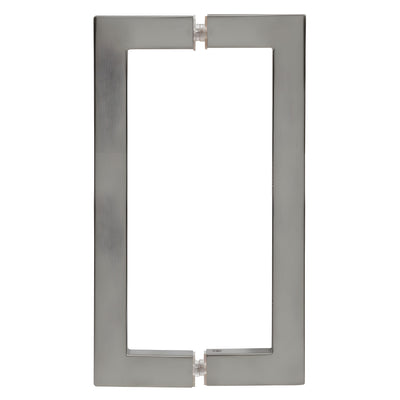CRL Brushed Nickel 8" x 8" SQ Series Square Tubing Back-to-Back Pull Handles