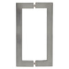 Brushed-nickel square-corner rectangular shower door pull handle, back-to-back mount, 8" center spacing (SKU SQ8X8BN)