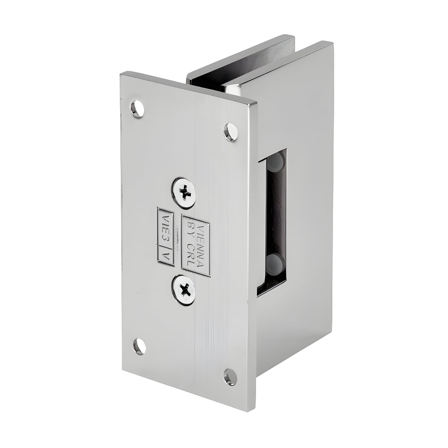 Polished nickel Vienna adjustable shower door hinge with full back plate for 1/2" tempered glass