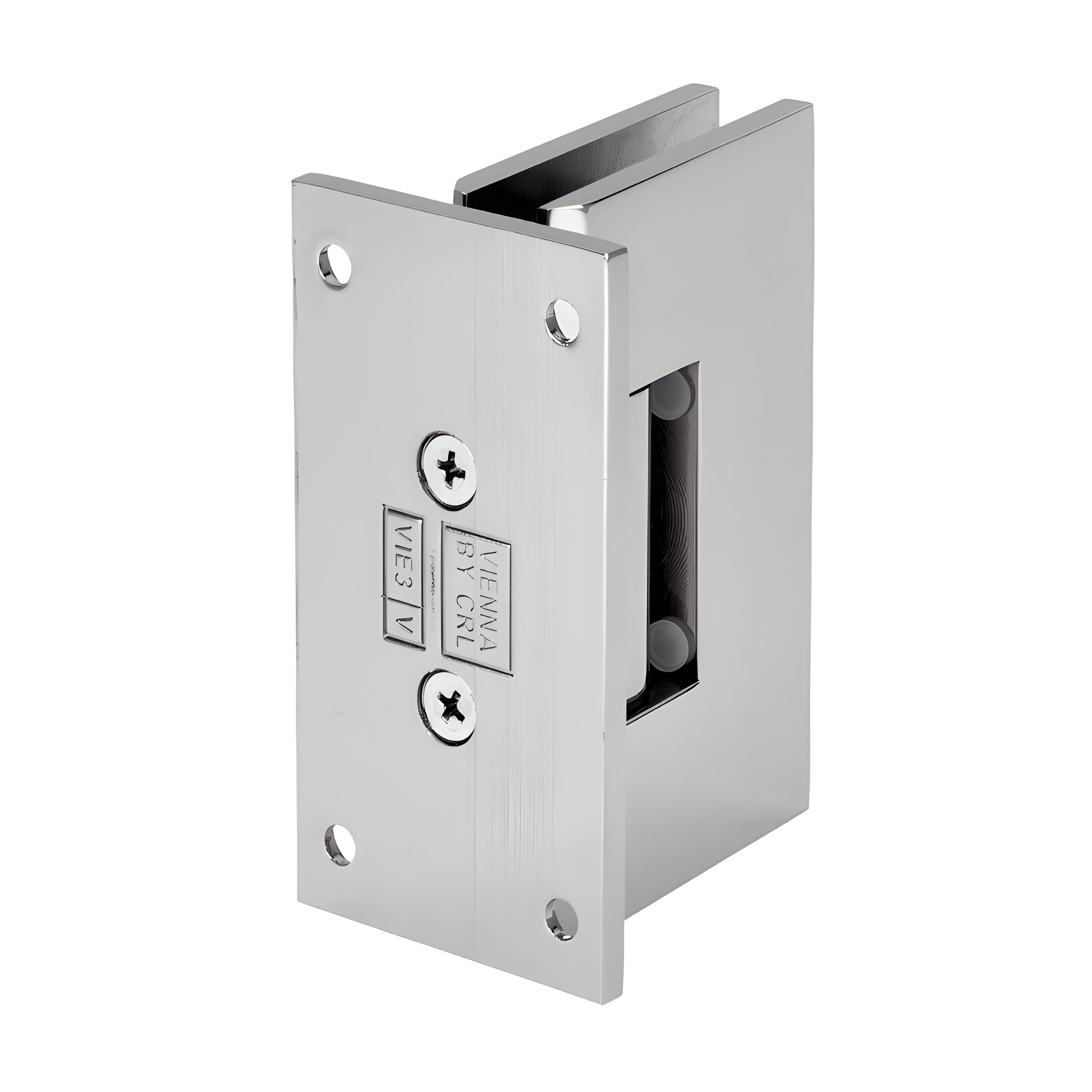 Polished nickel solid brass Vienna glass shower hinge (V1E537PN), squared wall mount pivot for 3/8-1/2" glass