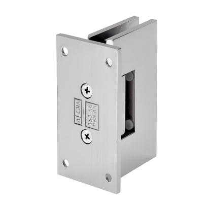 Polished nickel solid brass Vienna glass shower hinge (V1E537PN), squared wall mount pivot for 3/8-1/2" glass