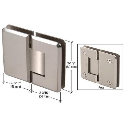 CRL Brushed Nickel Pinnacle 180° Glass Hinge - Sleek, Durable Glass-to-Glass Connector