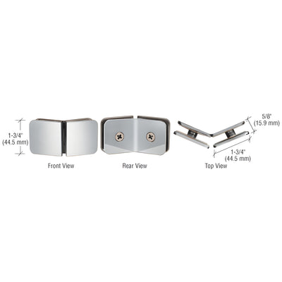 CRL Polished Chrome 135 Degree Traditional Style Glass-to-Glass Clamp