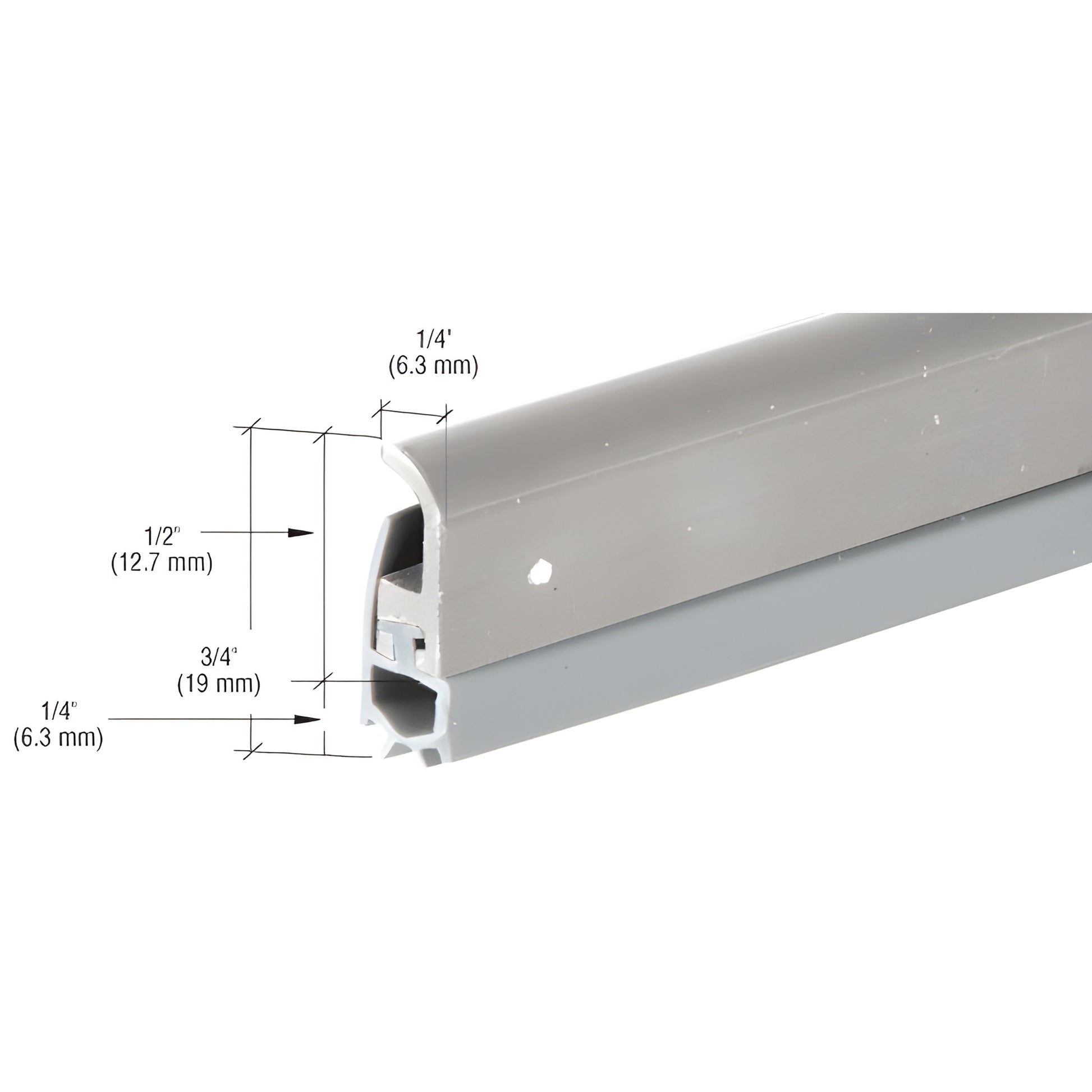 Aluminum door jamb weatherseal with triple-finger vinyl sweep, 3/4 in height, fits 72x84 doors - SKU WS167AV232