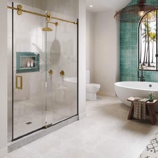 CRL Satin Brass 180º Crescent Series Sliding System - Elegant, Durable, Modern Design