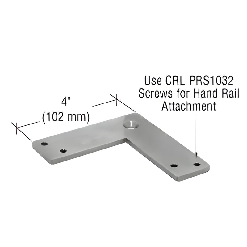 PFS9PS polished stainless steel 90 flat saddle for CRL P-Series posts, 4" length with predrilled mounting holes