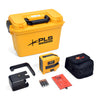 Compact yellow PLS3R CRL 3-point red laser level, self-leveling plumb tool with gray accents