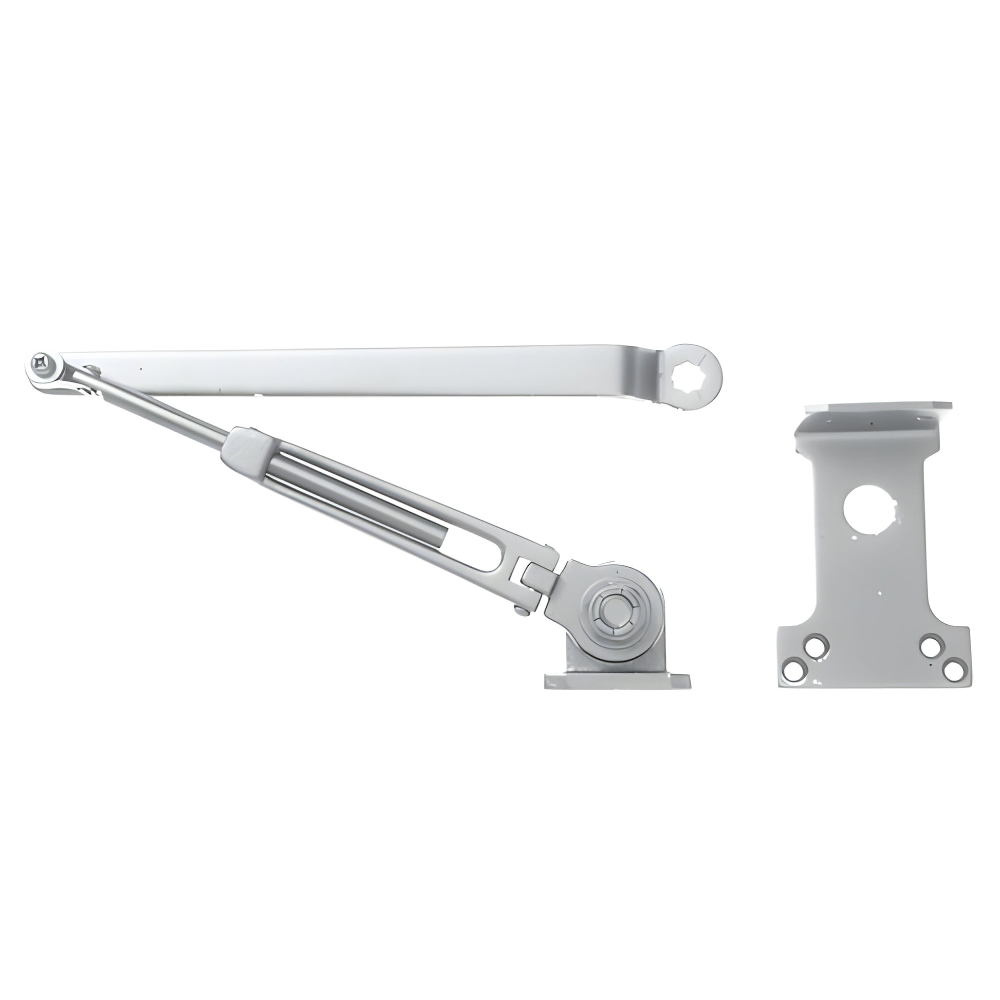Aluminum hold-open door closer arm with mounting bracket - replacement part SKU DCH0AA
